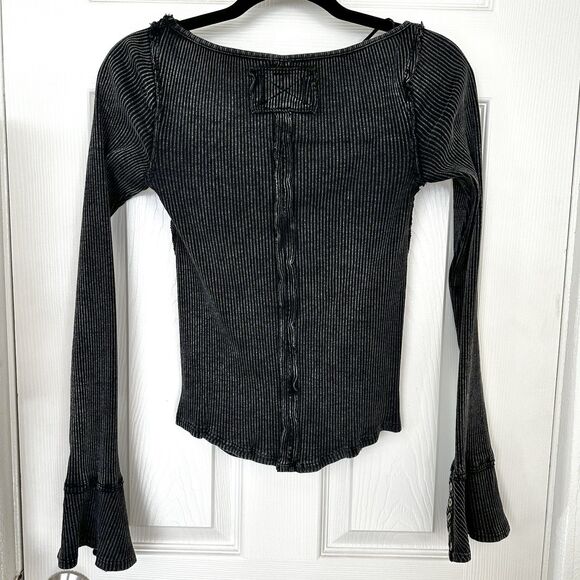 Free People Soul Sister Layering Top Women's Size S Black Long Bell Sleeve Shirt - Picture 10 of 13